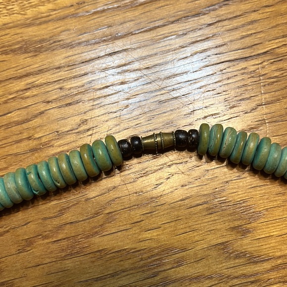 Wood Teal Beaded Necklace - Picture 2 of 2